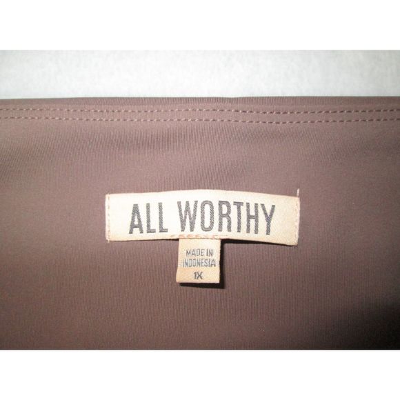 All Worthy Skinny Leggings 1X Taupe Velour Detail Polyester/Spandex Blend (B17) - Picture 6 of 11